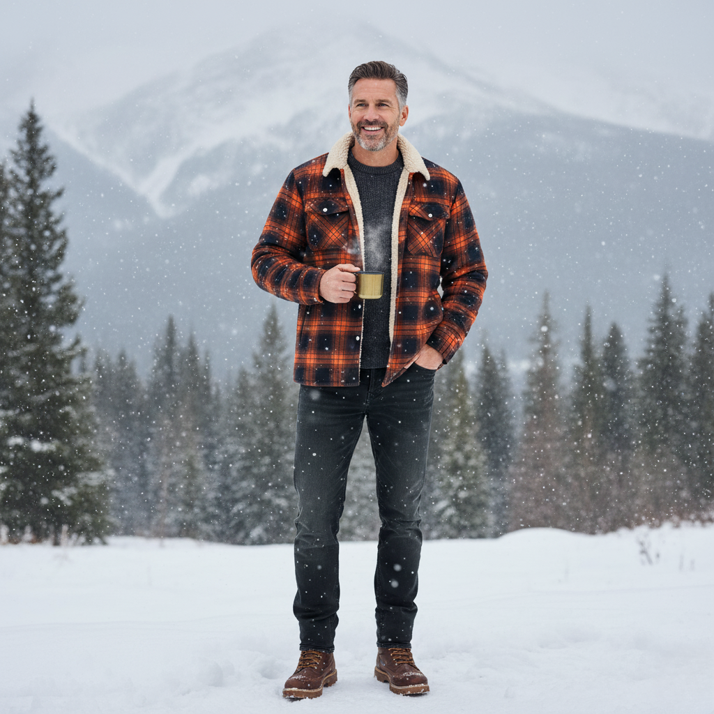 Krzysztof | Zimowa kurtka z flaneli w kratę