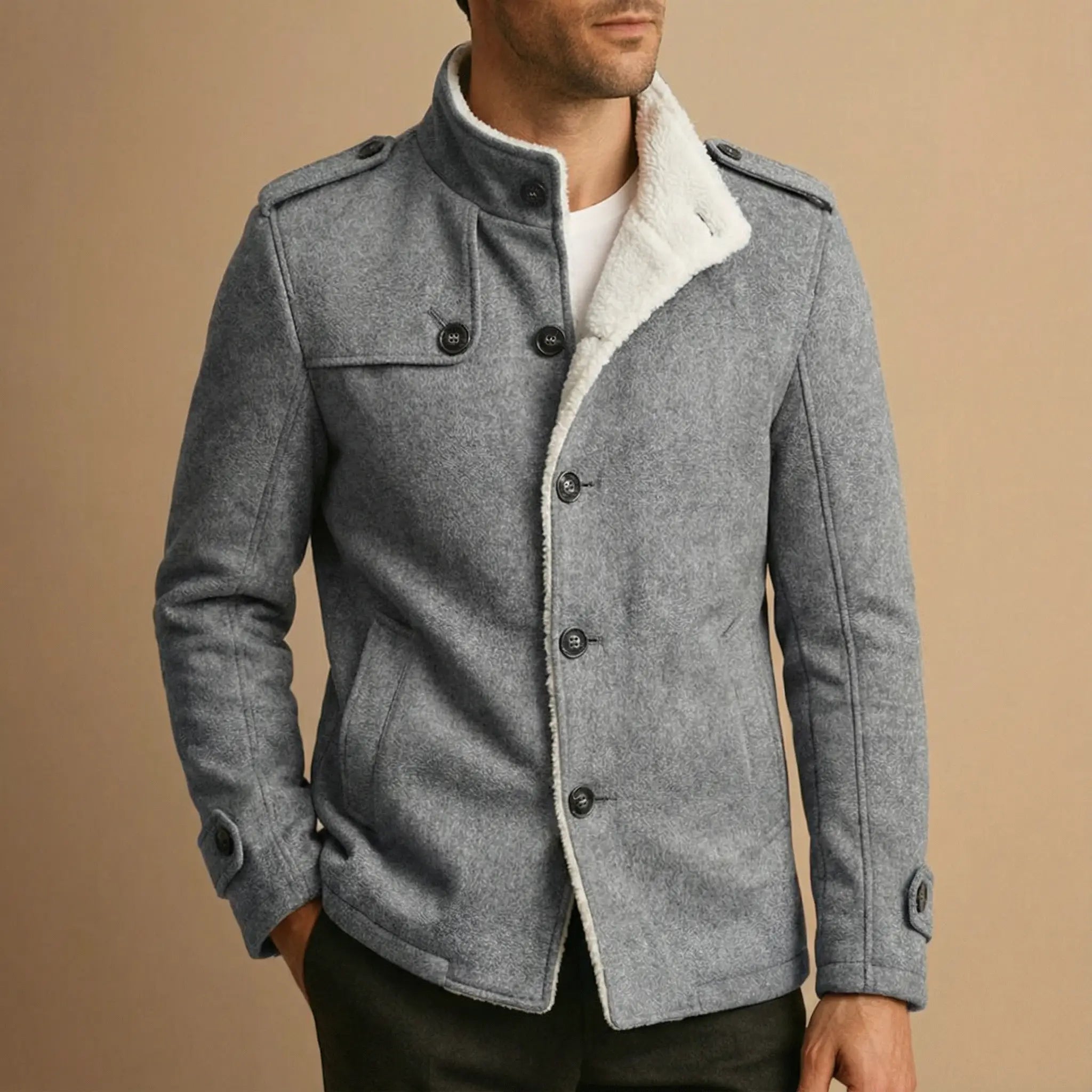 Kamil | Kurtka z Wełny z Kożuchem