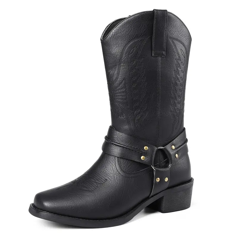 Rafał | Męskie skórzane kowbojki westernowe